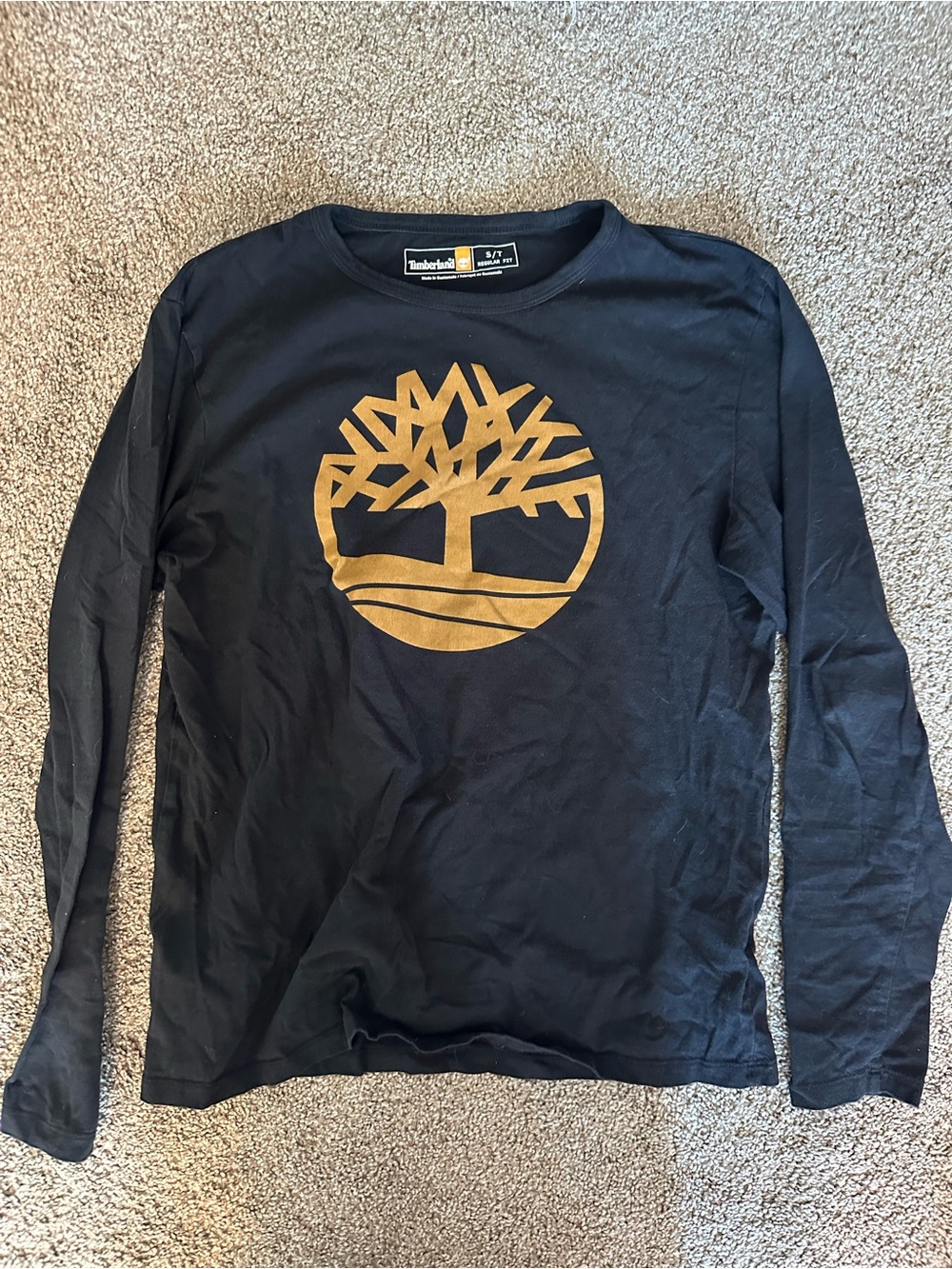 Timberland Black Long-Sleeve Tee with Gold Tree Logo